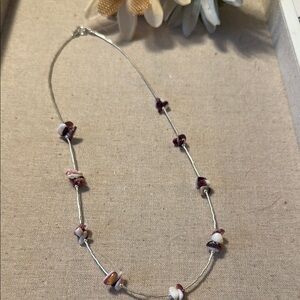 Elegant Sterling Liquid Silver and Purple Stone Necklace